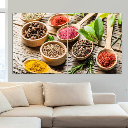 Spices canvas art Food art print Kitchen wall art Dining home decor Extra large art Spices wall decor Kitchen canvas print Large wall art