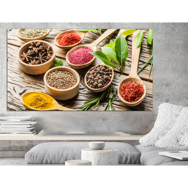 Spices canvas art Food art print Kitchen wall art Dining home decor Extra large art Spices wall decor Kitchen canvas print Large wall art
