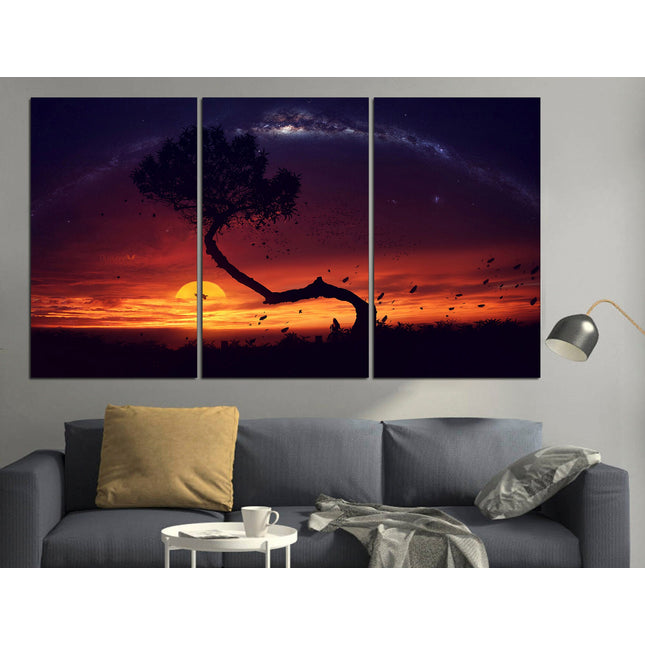 Africa wall decor Collage art Extra large print Collage wall prints Wood seal Sunset on canvas Africa art Large canvas art Landscape print