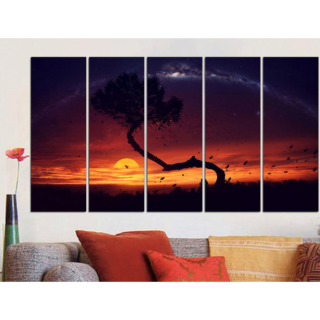 Africa wall decor Collage art Extra large print Collage wall prints Wood seal Sunset on canvas Africa art Large canvas art Landscape print