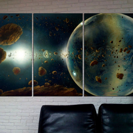 Stars planet poster Earth moon wall art Custom print canvas Space canvas print Stars planet poster Meteorite seal Space art decor