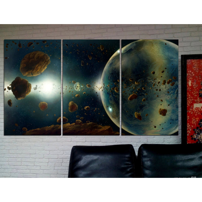 Stars planet poster Earth moon wall art Custom print canvas Space canvas print Stars planet poster Meteorite seal Space art decor