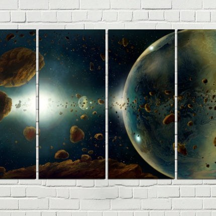 Stars planet poster Earth moon wall art Custom print canvas Space canvas print Stars planet poster Meteorite seal Space art decor