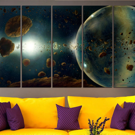Stars planet poster Earth moon wall art Custom print canvas Space canvas print Stars planet poster Meteorite seal Space art decor