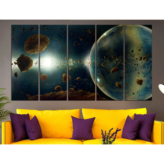 Stars planet poster Earth moon wall art Custom print canvas Space canvas print Stars planet poster Meteorite seal Space art decor