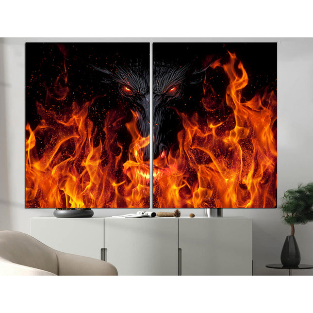 Contemporary art Trendy wall art Street art on canvas Modern wall art Contemporary print Above bed art Fire on canvas Dragon drawing