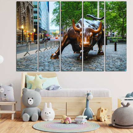 Bull on canvas Motivational gift New York bull Wall street bull art Bull on canvas Extra large art Print canvas order Gifts for home