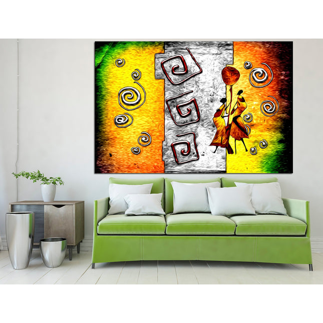 African tribal art Large canvas print African dance canvas Wall art canvas Dance wall art Colorful african art