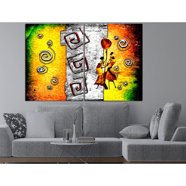African tribal art Large canvas print African dance canvas Wall art canvas Dance wall art Colorful african art