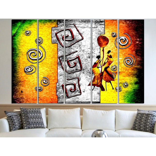 African tribal art Large canvas print African dance canvas Wall art canvas Dance wall art Colorful african art