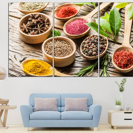 Spices canvas art Food art print Kitchen wall art Dining home decor Extra large art Spices wall decor Kitchen canvas print Large wall art