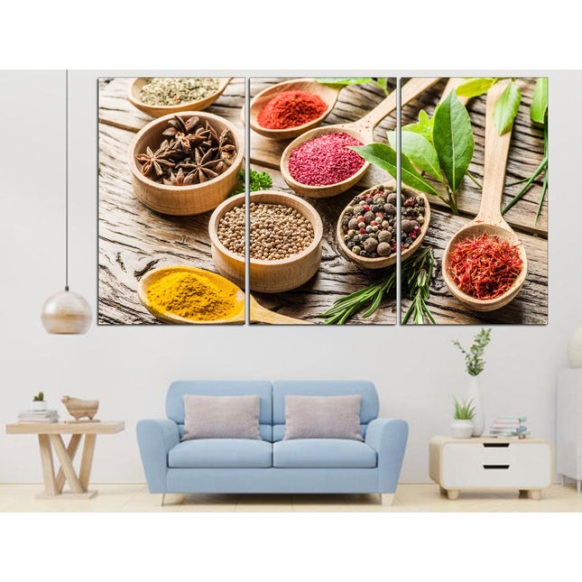 Spices canvas art Food art print Kitchen wall art Dining home decor Extra large art Spices wall decor Kitchen canvas print Large wall art