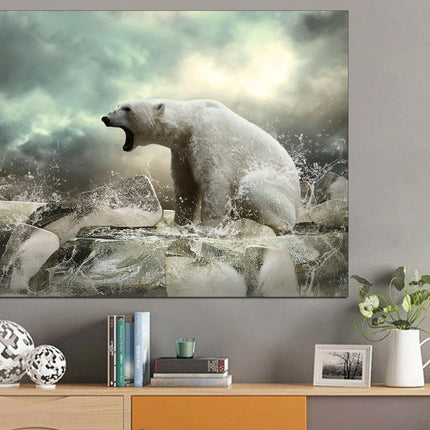 Bear wall decor Animal poster Canvas polar bear Winter art print Wildlife decor Predatory animal Northern art Polar bear Big poster Ice art