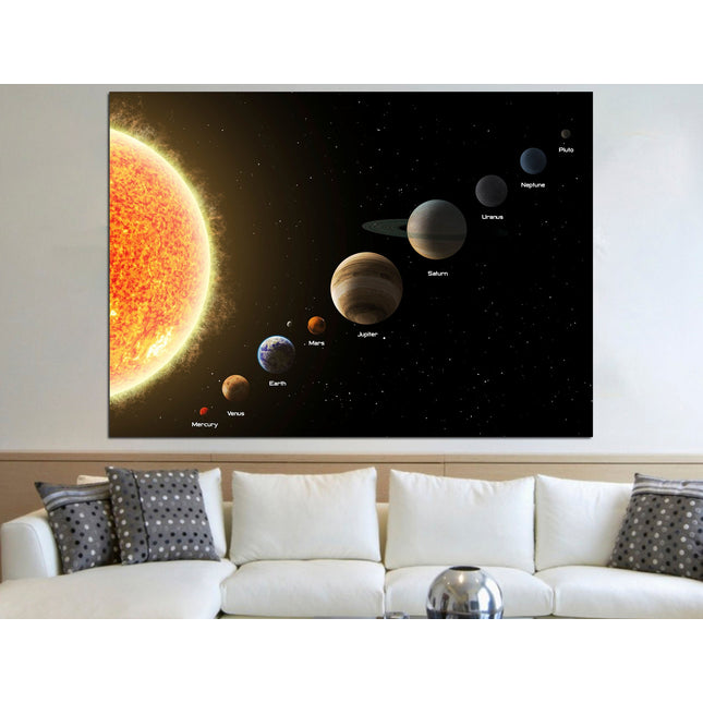 Planets on canvas Wood home decor Art of the universe Space art Galaxy wall art Universe poster Panet wall art Moon wall art apartment art