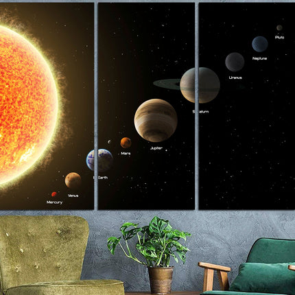 Planets on canvas Wood home decor Art of the universe Space art Galaxy wall art Universe poster Panet wall art Moon wall art apartment art