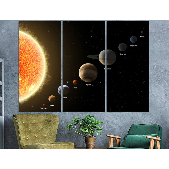 Planets on canvas Wood home decor Art of the universe Space art Galaxy wall art Universe poster Panet wall art Moon wall art apartment art