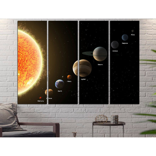 Planets on canvas Wood home decor Art of the universe Space art Galaxy wall art Universe poster Panet wall art Moon wall art apartment art