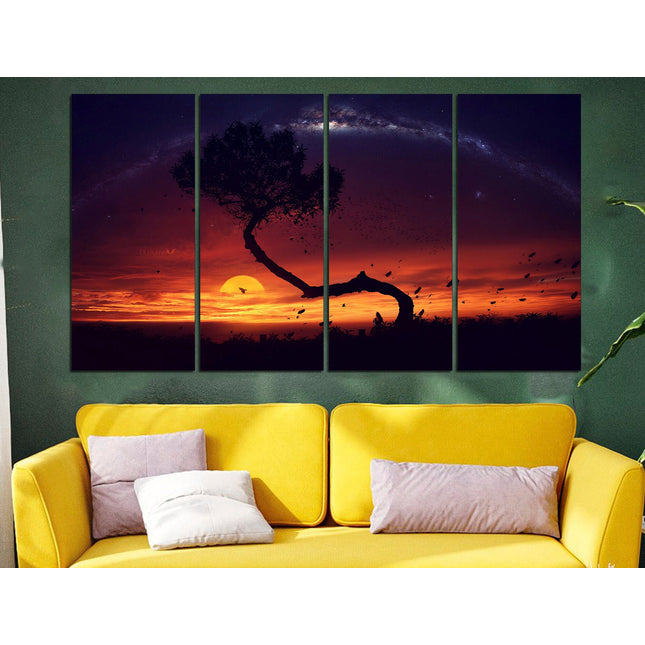 Africa wall decor Collage art Extra large print Collage wall prints Wood seal Sunset on canvas Africa art Large canvas art Landscape print