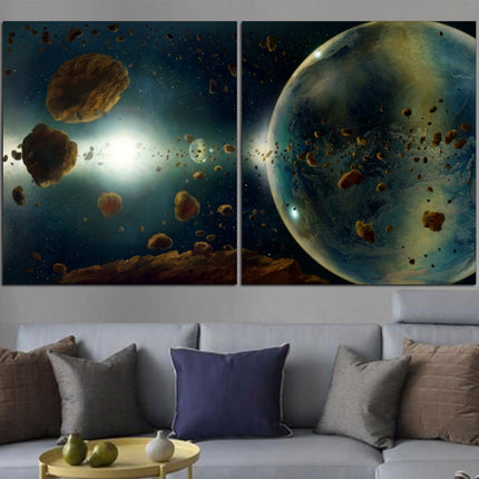 Stars planet poster Earth moon wall art Custom print canvas Space canvas print Stars planet poster Meteorite seal Space art decor