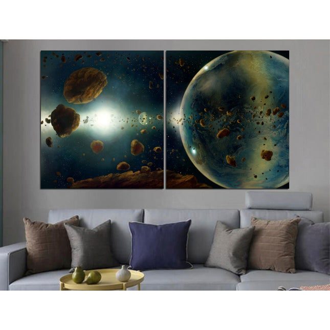 Stars planet poster Earth moon wall art Custom print canvas Space canvas print Stars planet poster Meteorite seal Space art decor