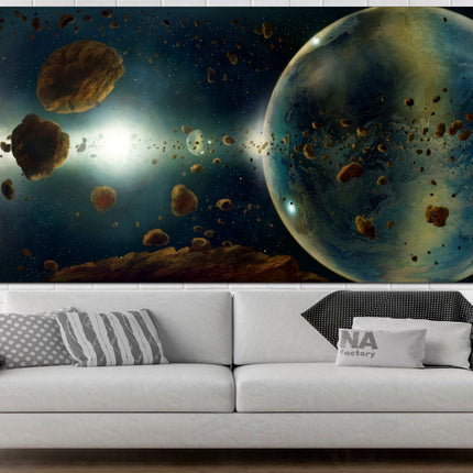 Stars planet poster Earth moon wall art Custom print canvas Space canvas print Stars planet poster Meteorite seal Space art decor