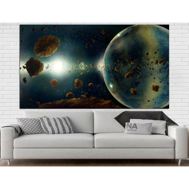 Stars planet poster Earth moon wall art Custom print canvas Space canvas print Stars planet poster Meteorite seal Space art decor
