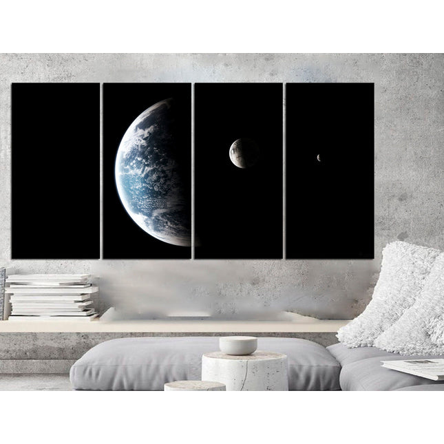 Apartment wall art Earth moon wall art Custom print canvas Space canvas print Stars planet poster Meteorite seal Space art decor