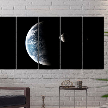 Apartment wall art Earth moon wall art Custom print canvas Space canvas print Stars planet poster Meteorite seal Space art decor