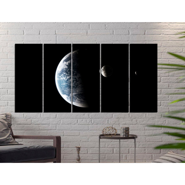Apartment wall art Earth moon wall art Custom print canvas Space canvas print Stars planet poster Meteorite seal Space art decor