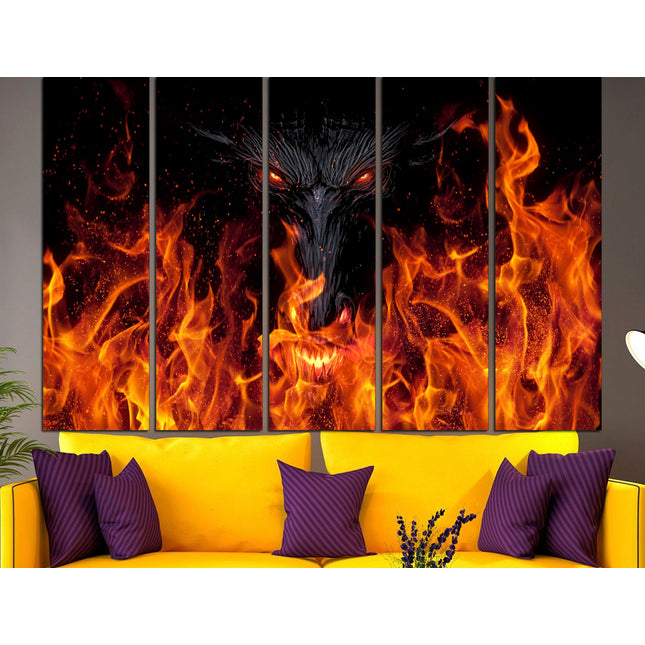 Contemporary art Trendy wall art Street art on canvas Modern wall art Contemporary print Above bed art Fire on canvas Dragon drawing