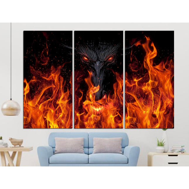 Contemporary art Trendy wall art Street art on canvas Modern wall art Contemporary print Above bed art Fire on canvas Dragon drawing