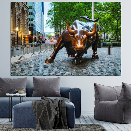 Bull on canvas Motivational gift New York bull Wall street bull art Bull on canvas Extra large art Print canvas order Gifts for home
