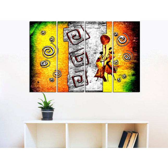 African tribal art Large canvas print African dance canvas Wall art canvas Dance wall art Colorful african art