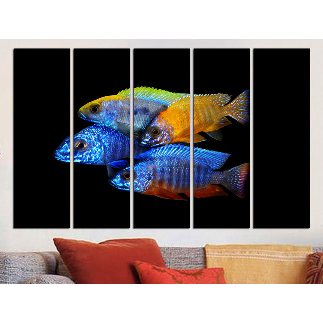 Fish wall art Big poster Colored fish One of a kind Fish wall art Aquarium art Tropical fish Modern art print Luxury wall art Fish on canvas