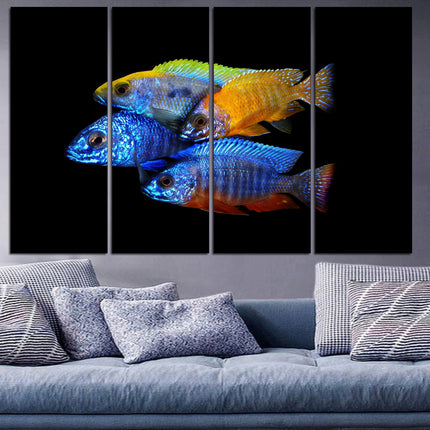 Fish wall art Big poster Colored fish One of a kind Fish wall art Aquarium art Tropical fish Modern art print Luxury wall art Fish on canvas