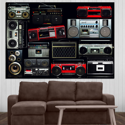 Boombox radio art Modern art Color art print Vintage print Musical canvas Canvas handmade One of a kind Bright canvas wall Modern wall art