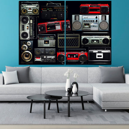 Boombox radio art Modern art Color art print Vintage print Musical canvas Canvas handmade One of a kind Bright canvas wall Modern wall art