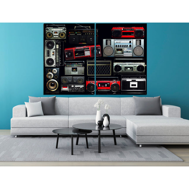 Boombox radio art Modern art Color art print Vintage print Musical canvas Canvas handmade One of a kind Bright canvas wall Modern wall art