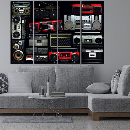 Boombox radio art Modern art Color art print Vintage print Musical canvas Canvas handmade One of a kind Bright canvas wall Modern wall art