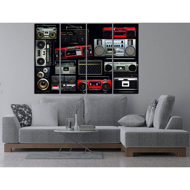 Boombox radio art Modern art Color art print Vintage print Musical canvas Canvas handmade One of a kind Bright canvas wall Modern wall art