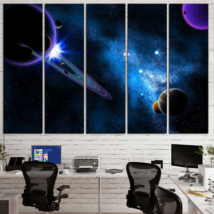 Extra large art Wood home decor Art of the universe Space art Galaxy wall art Universe poster Panet wall art Moon wall art apartment art