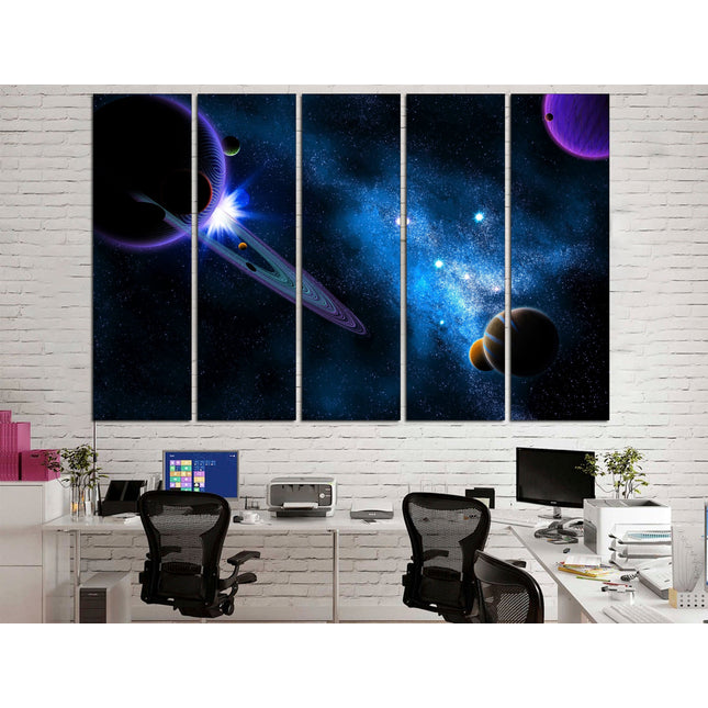 Extra large art Wood home decor Art of the universe Space art Galaxy wall art Universe poster Panet wall art Moon wall art apartment art