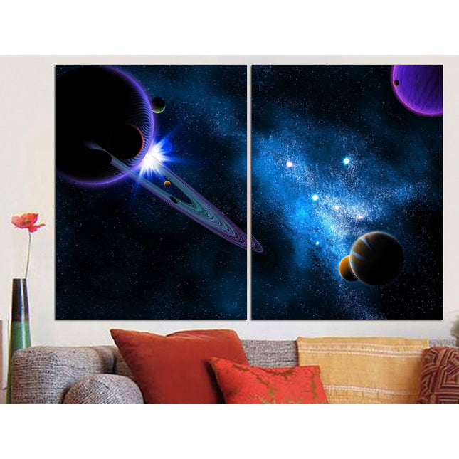 Extra large art Wood home decor Art of the universe Space art Galaxy wall art Universe poster Panet wall art Moon wall art apartment art