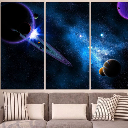 Extra large art Wood home decor Art of the universe Space art Galaxy wall art Universe poster Panet wall art Moon wall art apartment art