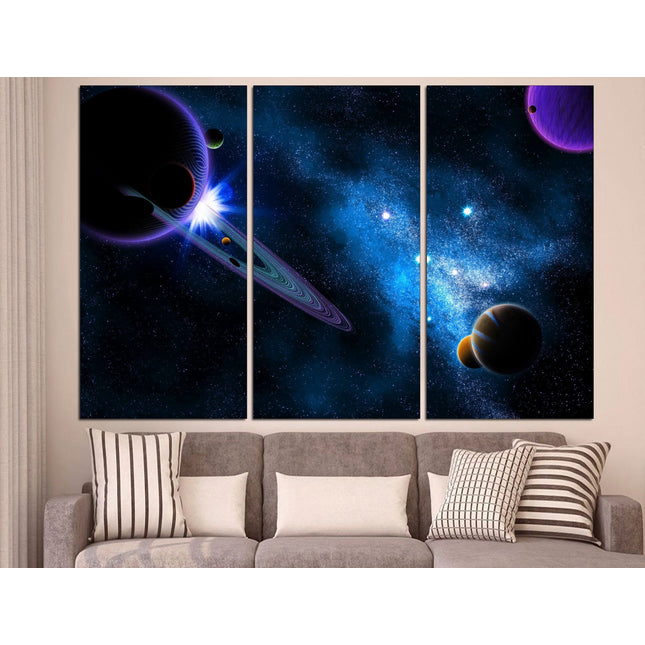 Extra large art Wood home decor Art of the universe Space art Galaxy wall art Universe poster Panet wall art Moon wall art apartment art