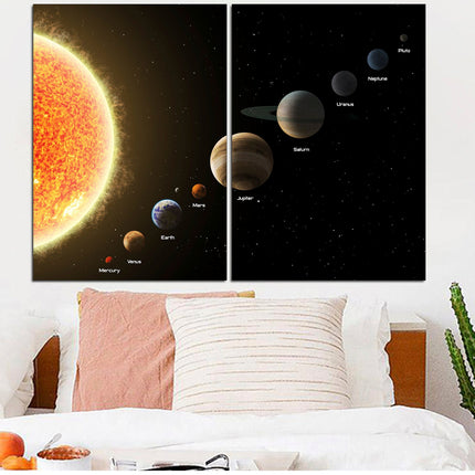 Planets on canvas Wood home decor Art of the universe Space art Galaxy wall art Universe poster Panet wall art Moon wall art apartment art