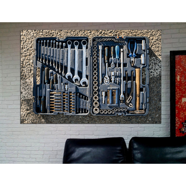 Color palette Vintage print A gift to the garage A gift for a man Tools on canvas Abstract print Canvas handmade Bright canvas wall