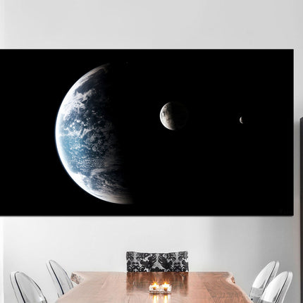 Apartment wall art Earth moon wall art Custom print canvas Space canvas print Stars planet poster Meteorite seal Space art decor