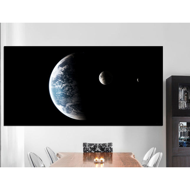 Apartment wall art Earth moon wall art Custom print canvas Space canvas print Stars planet poster Meteorite seal Space art decor