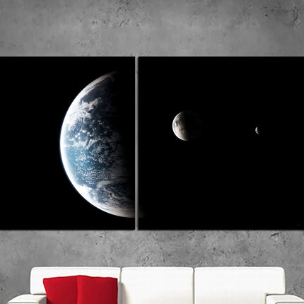 Apartment wall art Earth moon wall art Custom print canvas Space canvas print Stars planet poster Meteorite seal Space art decor